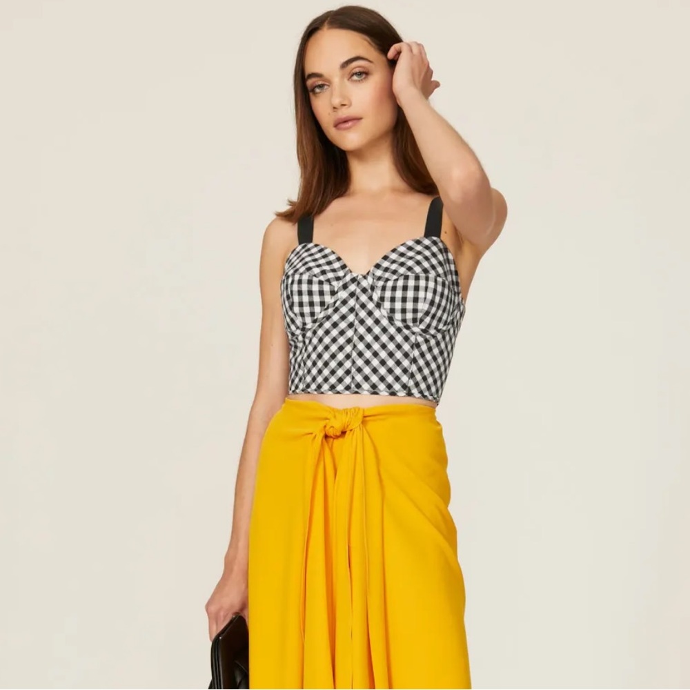 TOME Collective Gingham Bustier Strappy Top Crop Top Black White Checkered Top 8